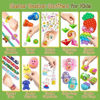 163PCS Easter Toys For Party Favors, Easter Basket Stuffers, Easter Gifts for Kids, Easter Pinata Basket Fillers Classroom Prize Treasure Box