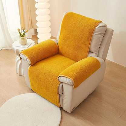 vctops Sherpa Fleece Recliner Chair Cover Super Soft Warm Plush Sofa Slipcover Furniture Protector Non Slip Washable Reclining Chair Cover for Kids, Pets (Yellow,30"x91")