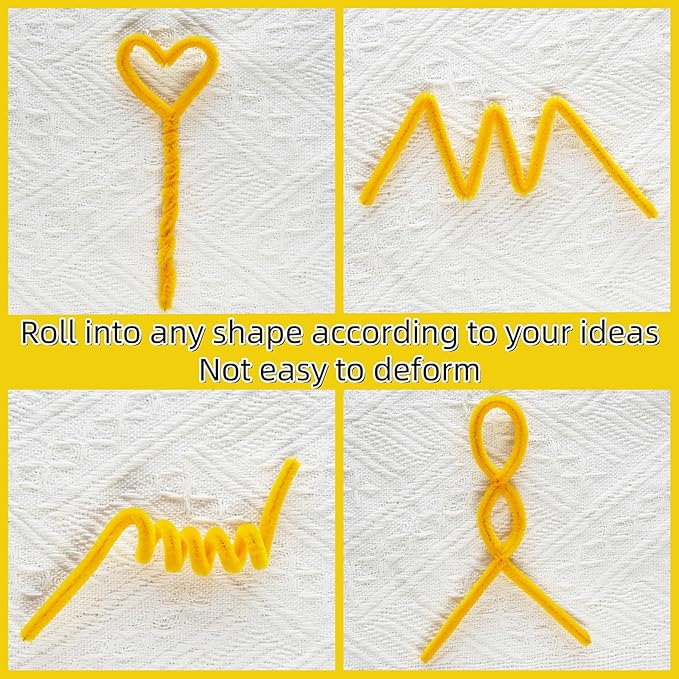 Qirimoi Gold Pipe Cleaners Craft Pipe Cleaners Bulk Pipecleaners Crafts Supplies，200Pcs Gold