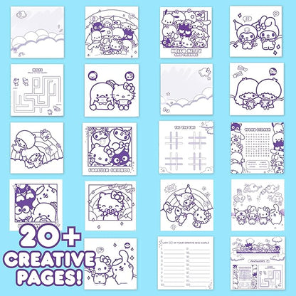Hello Kitty and Friends Café Sketchbook, 20-Page Hello Kitty Notebook & Pen, Cute School Supplies, Coloring Book, Sanrio Stationery