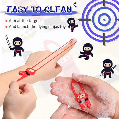 48 Pcs Stretchy Flying Ninjas Stretchable Funny Finger Ninja Slingshot Toys Elastic Stretchy Flying Slingshot Ninja Toys Ninja Party Favors Supplies