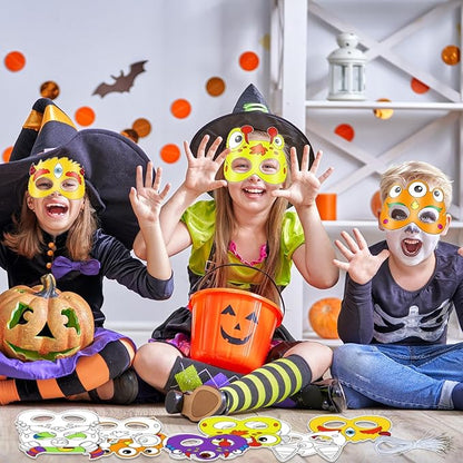 36 Set Monster Coloring Mask Halloween Paper Arts Crafts Kid Color Your Own Animal Blank DIY Mask Masquerade Birthday Dress-Up Party Decoration Favor School Classroom Activity Game Supplies