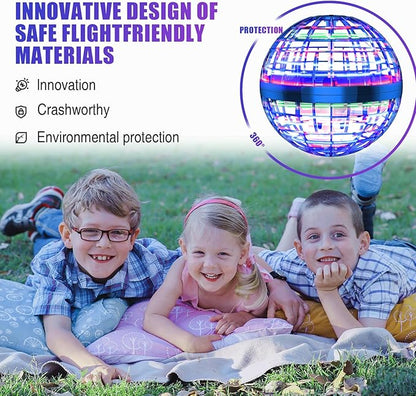 2025 Flying Orb Ball Toy, Galaxy Boomerang Hover Ball Led Lights Mini Drone Globe Hand Controlled Flying Ball Toys Cool Toys Gift for 6 7 8 9 10+ YearOld Boys Girls Teens Outdoor Toys(Blue)