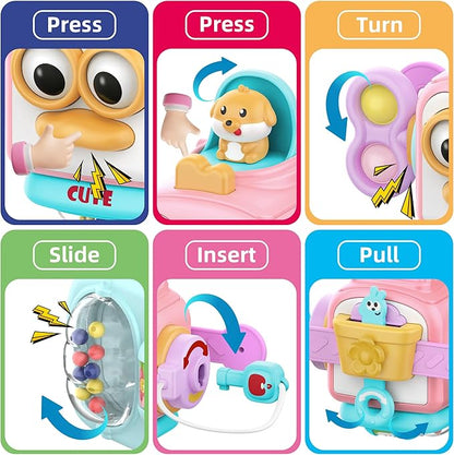SOONYANG Montessori Toys for 1 Year Old Girl, Toddler Toys Travel Activities Busy Board Cube for 1 Year Old Girl Gifts, Sensory Toys for Baby Gifts, Learning Fine Motor Skills Toddler Girl Toys