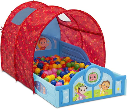 Delta Children - CoComelon Sleep and Play Toddler Bed with Tent, Blue