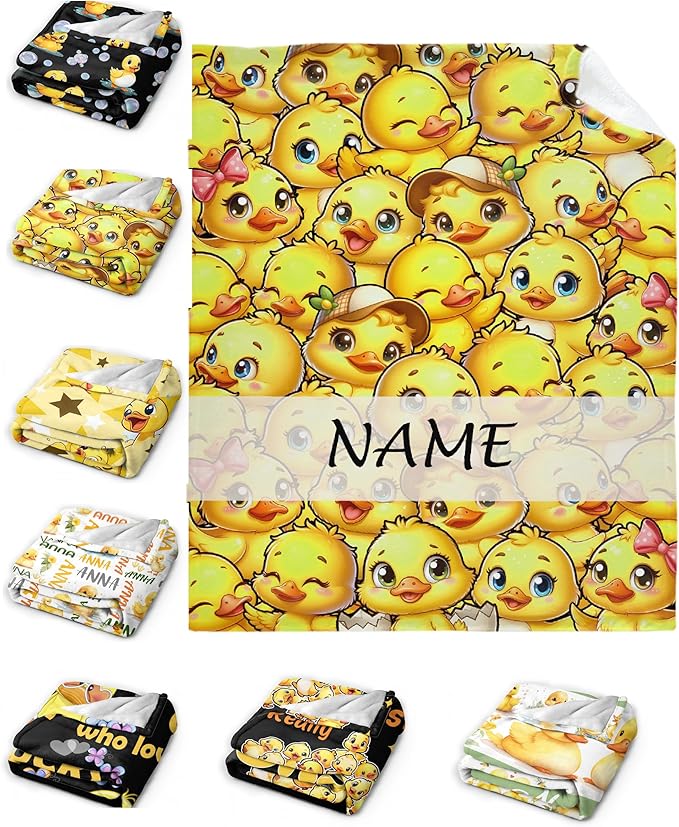 Aparajita Custom Name Ducks Adult Duck Blanket Kids Funny Blanket Suitable for Bedroom Living Room Bed Sofa Crib Couch Chair Outdoor All Season Items That Yellow Duck Lovers Will Love 40"x30"for Pets