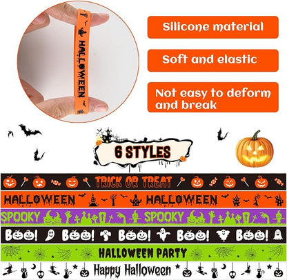 NEBURORA 72 Pcs Halloween Rubber Bracelets Silicone Wristbands Halloween Party Favors Trick or Treat Gifts Goodie Bag Stuffers