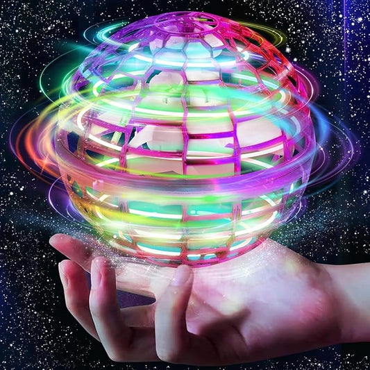 2025 Flying Orb Ball Toy, Galaxy Boomerang Hover Ball Led Lights Mini Drone Globe Hand Controlled Flying Ball Toys Cool Toys Gift for 6 7 8 9 10+ YearOld Boys Girls Teens Outdoor Toys(Purple)