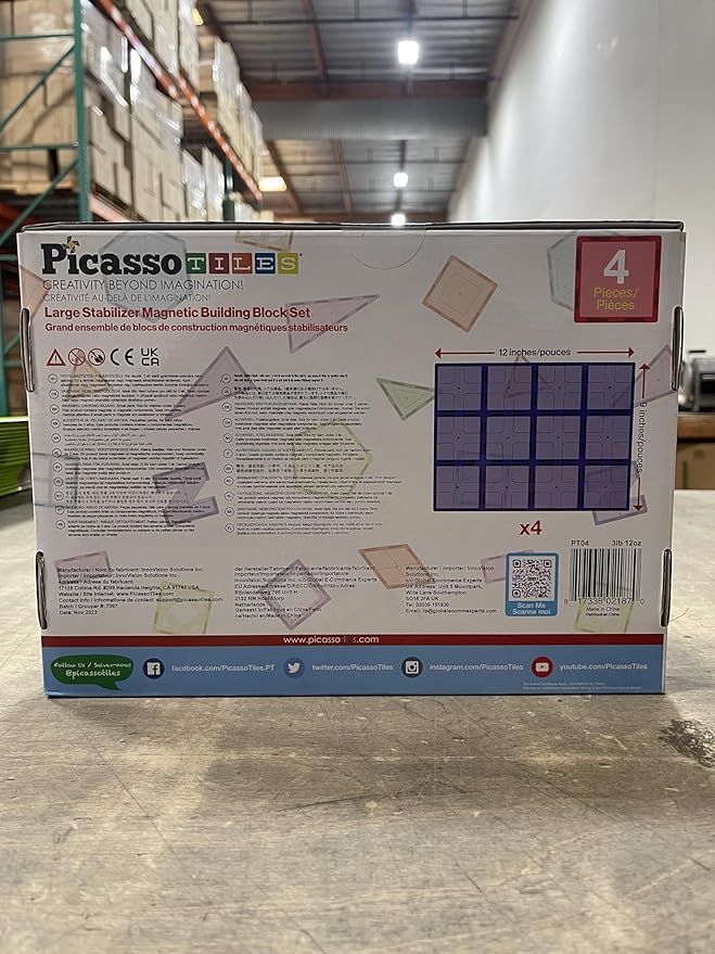 PicassoTiles Kids Toy Magnetic Building Blocks Magnet Tiles Supersized Large Stabilizer Base Jumbo XL Plate Foundation Education Construction Kit Engineering STEM Children Learning Stacking Set