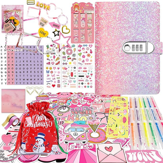 Christmas Gifts for Girls,Diary with Lock for Girls, Kids Journal School for Teen Girls, Secret Diary Gifts for 9 10 11 12 Year Old Girls, Kids Journals Set for Ages 8-12 Teenage