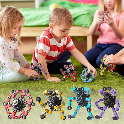 Transformable Fidget Spinners 8 Pcs for Kids and Adults Stress Relief Sensory Toys for Boys and Girls Fingertip Gyros for ADHD Autism for Kids (Fingertoy-8pc)