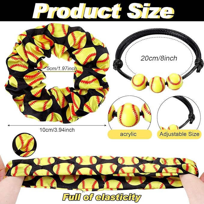 Nuogo 60 Pcs Softball Party Favors Softball Gifts for Team Girls Bulk Include 12 Softball Cosmetic Bag 12 Softball Keychains 12 Softball Hair Scrunchies 12 Softball Hair Ties 12 Softball Bracelets