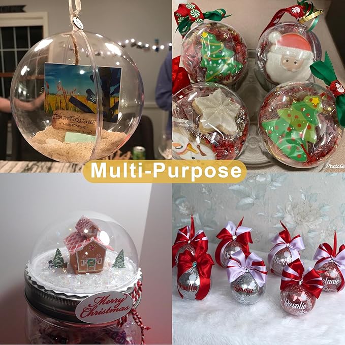 Clear Christmas Ornaments,Pack of 12 Individual 120mm Clear Plastic Ornaments for Crafts by S SEEKINGTAG