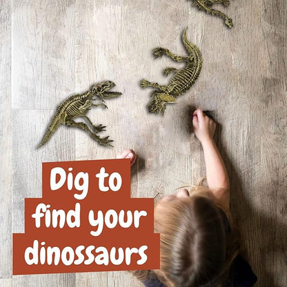 Science4you Dinosaur Fossil Excavation 3 in 1 - Fossil Digging Kit for Kids: T-Rex & Triceratops & Stegosaurus, 3 Dinosaurs Toys for Kids, 37 Pieces, Toys, Games, Gifts for 6+ Year Old Boys and Girls
