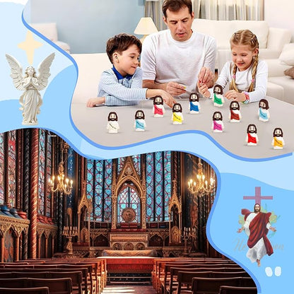 40PCS Little Jesus Figures, 10 Color Tiny Jesus Figurines in Bulk, Mini Jesus Figure Religious Gifts, Christian Mothers Day Teacher Appreciation Gifts for Kids Women Mom (40PCS)