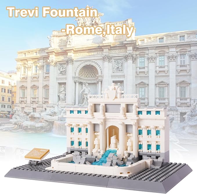 Oichy Trevi Fountain Building Blocks Set, 667 PCS Famous Architecture Model Building Kits, Collection Trevi Fountain Model Building Blocks for Adults and Kids