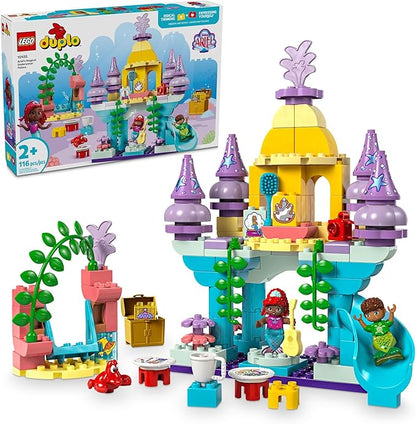 LEGO DUPLO Disney Ariel’s Magical Underwater Palace Building Toy Set - The Little Mermaid Toy for Girls & Boys, Ages 2+ - Toddler Preschool Sensory Toy with Disney Princess Minifigure - 10435