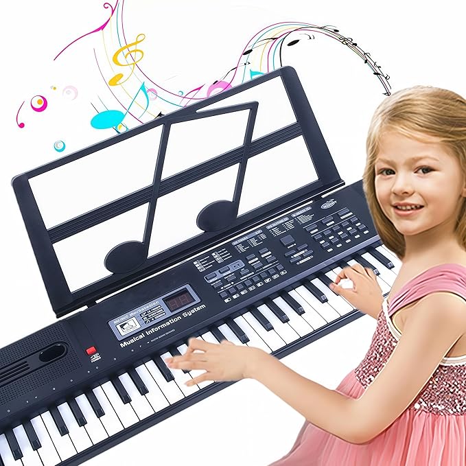 Semart piano keyboard for kids 61 key electric digital music keyboard for beginner portable piano w/LCD display microphone USB cable