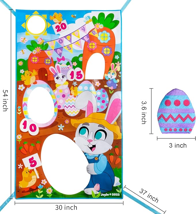 JOYIN Easter Toss Game Board Including 2 Large Toss Game Board with 8 Egg Bean Bag, Bunny for Kids, Teens and Adults Family School Indoor Outdoor Easter Hunt Party, House Yard Carnival Game