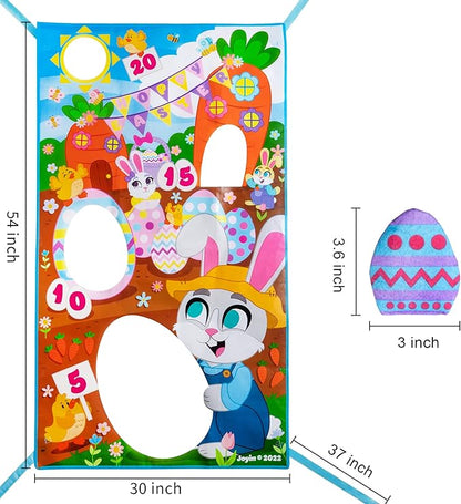 JOYIN Easter Toss Game Board Including 2 Large Toss Game Board with 8 Egg Bean Bag, Bunny for Kids, Teens and Adults Family School Indoor Outdoor Easter Hunt Party, House Yard Carnival Game