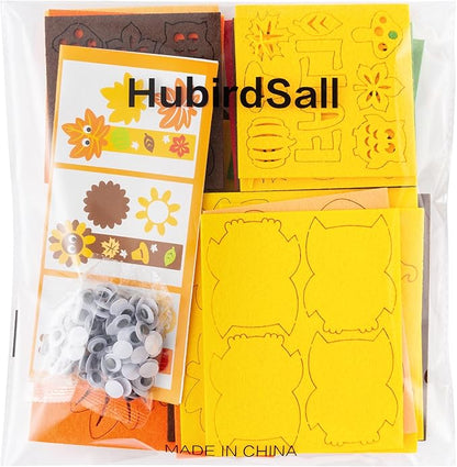 HubirdSall 24 Pack Fall Felt Bookmark Craft Kit, Make Your Own Thanksgiving Bookmarks with Football Turkey Pumpkin Owl Sunflower DIY Birthday Party Gift for Kids School Classroom Prize Art Activities