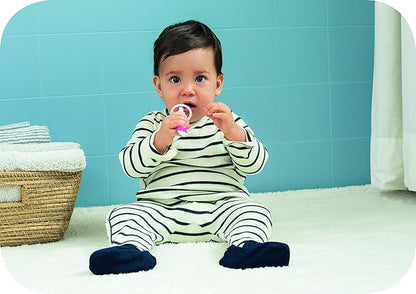 MAM Baby Toothbrushes (2 Baby's Brushes and 1 Safety Shield), Toothbrushes with Brushy the Bear Character, Interactive App, For Boys 6+ Months