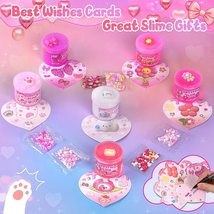 6 Pack Slimes, Pink Slime Kids, Cloud Slime kit for Girls Ages 8-12, Toys for Girls and Boys, for Kids Slime Set Party kit Goodie Bag Stuffers, 4 5 6 7 8 9 10 Year Old Girl Birthday Gift Cute Stuff