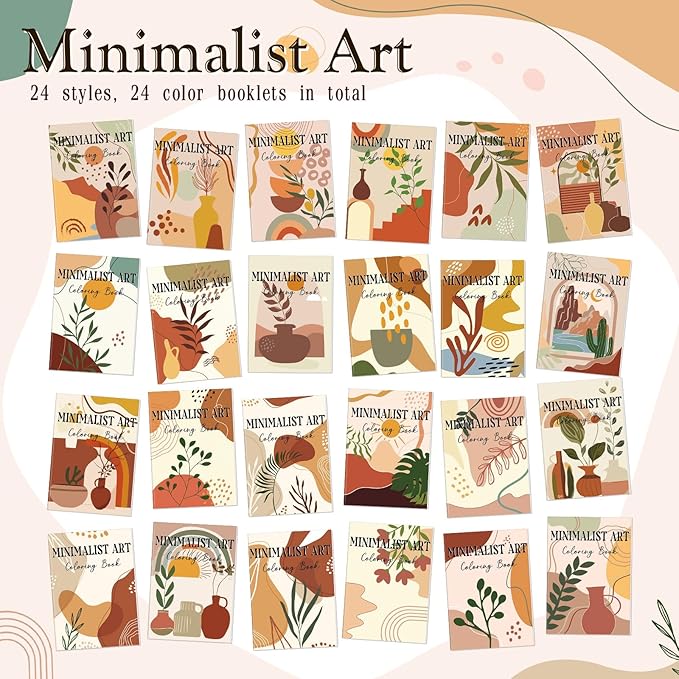 Coloring Book for Adult Coloring Book Bulk, DIY Art Coloring Book for Adult Drawing Book with Flower Words for Party Favors Goodie Bag Filler(24 Pcs,Minimalist)