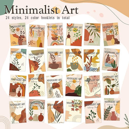 Coloring Book for Adult Coloring Book Bulk, DIY Art Coloring Book for Adult Drawing Book with Flower Words for Party Favors Goodie Bag Filler(24 Pcs,Minimalist)