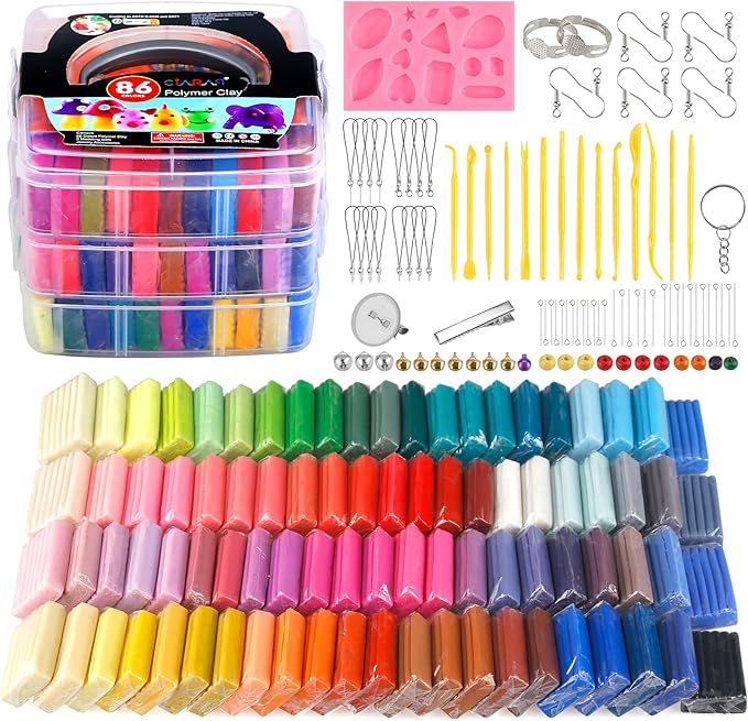 CiaraQ Polymer Clay Kit, Oven Bake Modeling Clay with Sculpting Tools, 86 Colors, 5.31 lb