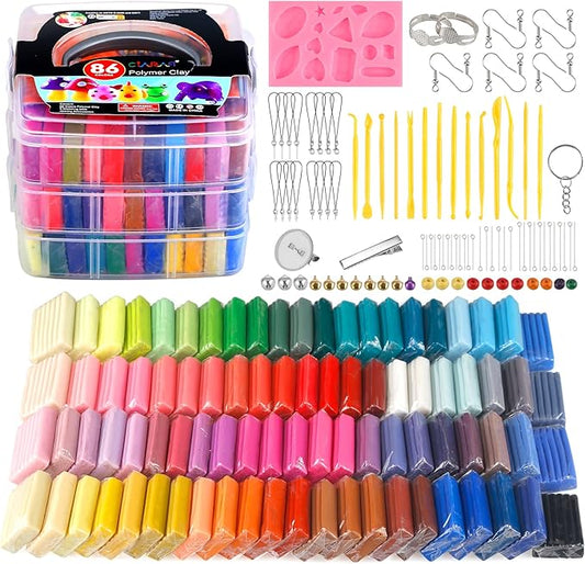 CiaraQ Polymer Clay Kit, Oven Bake Modeling Clay with Sculpting Tools, 86 Colors, 5.31 lb