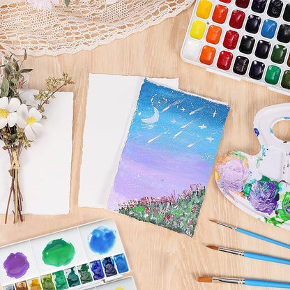 50 Sheets Watercolor Paper 6 x 8inch, 300 GSM Deckled Edge Paper Rough/Textured Handmade Paper Cotton Paper for Watercolors, Wedding Invitations, Cards, Crafts