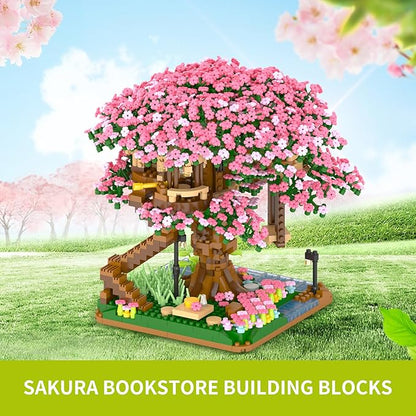 Cherry Blossom Tree Building Set,(2008pcs) Flowers Bonsai Tree Mini Blocks Kit for Adult,Japanese Sakura-Tree House Building Blocks Set,Gift Ideas for Girls 8 10 12 14+