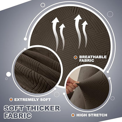 JIVINER Recliner Chair Covers, Jacquard 3 Piece Slipcovers for Recliner Chair Soft Stretch Lazy Boy 1 Seater Reclining Protector with Pockets (Recliner, Coffee)