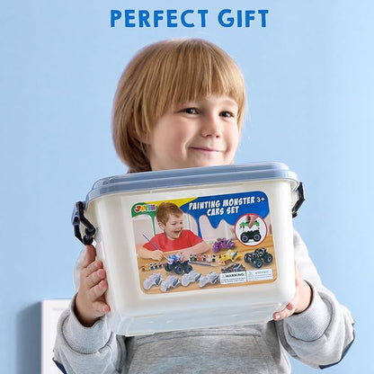 JOYIN Kids Craft Kit Build & Paint Your Own Monster Car Art & Craft Kit DIY Toy Set Make Your Own Monster Friction Powered Truck, Presents for Kids