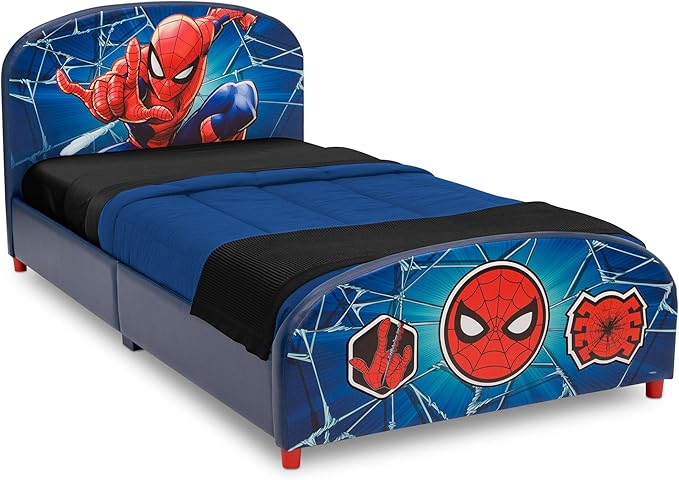 Delta Children Upholstered Twin Bed, Marvel Spider Man