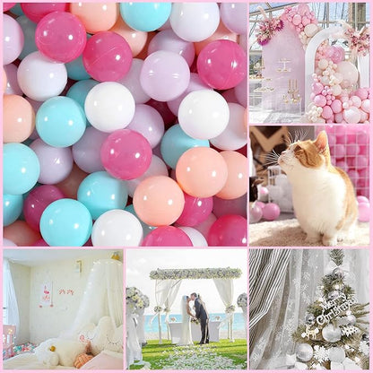 GOGOSO 100 Ball Pit Balls - Pink Soft Plastic Balls Phthalate Free BPA Free Play Balls for Ball Pool Birhtday Party Girls Kids with Storage Bag, 2.15inches