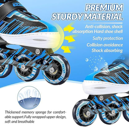 Adjustable Inline Skates Boys and Girls Ages 5-8 8-12 with Light up Wheels，Roller Skates for Kids Ages 4-12, Teen Skates for Beginner Outdoor and Indoor