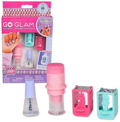 Cool Maker, GO GLAM Nail Kit Refill with Unicorn & Mermaid Designs, Style 80 Nails, Arts and Crafts Kids Toys for Girls Ages 7 and up