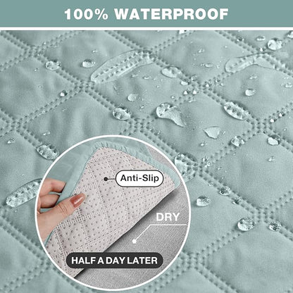 TAOCOCO Loveseat Recliner Cover Non-Slip Sofa Slipcover, Pet Cover for Loveseat Recliner with Elastic Straps, Washable Reclining Loveseat Cover Recliner Furniture Protector (2 Seater, Mint)