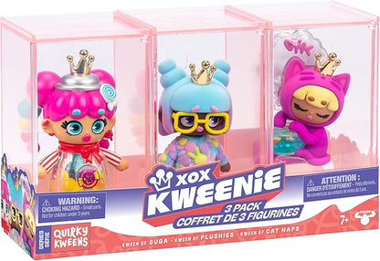 Quirky Kweens Series Premium Figurine and Display Case, 4 Inch/Approx 10cm Tall Collectible Art-Toy, 3 Pack, Every Kween is Unique