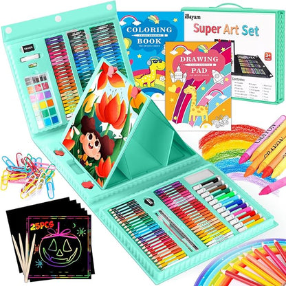 iBayam Art Kit, 251-Pack Art Supplies Drawing Kits, Arts and Crafts Gifts Box for Kids Teen Girls Boys, Art Set Case with Trifold Easel, Scratch Paper, Sketch Pad, Coloring Book, Crayons, Pencils