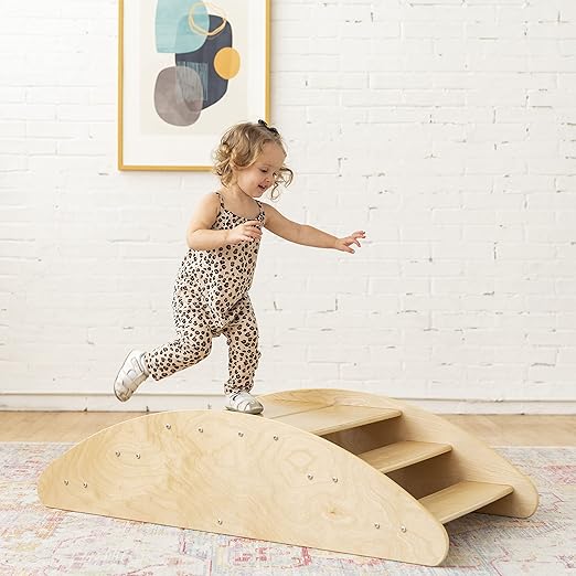 ECR4Kids Rocking Boat and Steps, Play Center, Natural