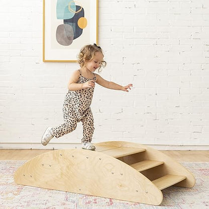 ECR4Kids Rocking Boat and Steps, Play Center, Natural