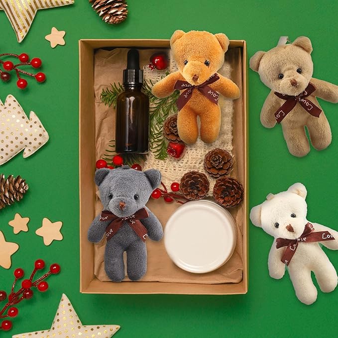 36 Packs 4.7 Inch Mini Teddy Bear Toy Plush Stuffed Bear Doll for Keychain Craft DIY Accessory Birthday Gifts Party Favors Supplies, 12 Colors