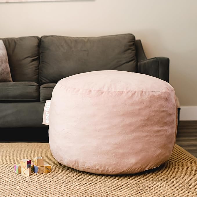 Big Joe Fuf Small Foam Filled Bean Bag Chair, Desert Rose Plush, Soft Polyester, 2 feet