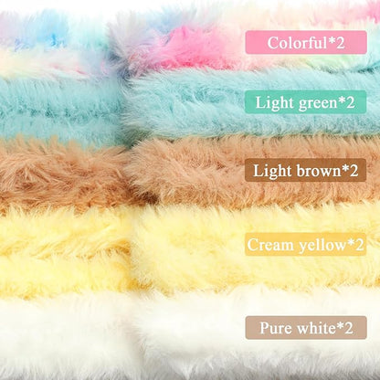 VitalCozy 10 Pcs 39.37 Inches Jumbo Fur Material Pipe Cleaners Chenille Stems Pipe Cleaner Craft Pipe Stems DIY Projects and Craft Supplies Decorations(Light Color)