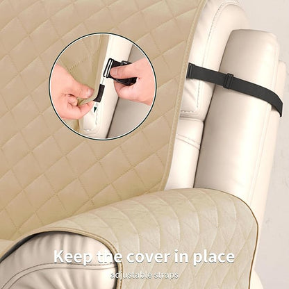 CHUN YI Recliner Chair Cover, Non-Slip Recliner Covers That Stay in Place, Washable Lazy Boy Recliner Covers with Pockets, Water Resistant Recliner Slipcover for Pets (Sand, Small Recliner)