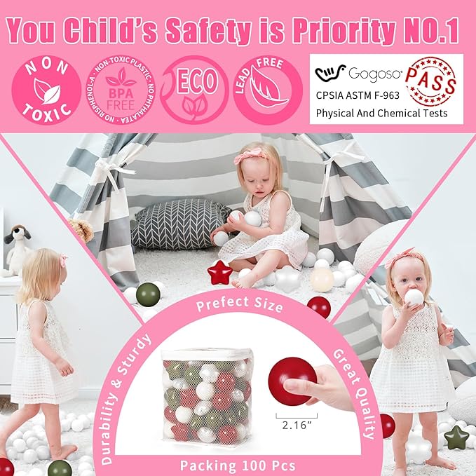 GOGOSO Ball Pits Balls for Toddlers, 100 Stars Hearts Florid Shapes Ball, Flowers Plastics Balls for Bounce House, Pastel Ball for Kids Birthday Party Xmas Friendship Bracelet Banner Decor