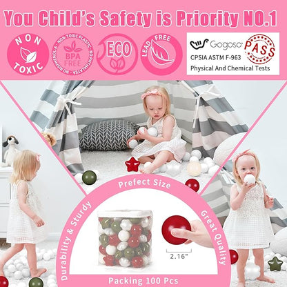 GOGOSO Ball Pits Balls for Toddlers, 100 Stars Hearts Florid Shapes Ball, Flowers Plastics Balls for Bounce House, Pastel Ball for Kids Birthday Party Xmas Friendship Bracelet Banner Decor